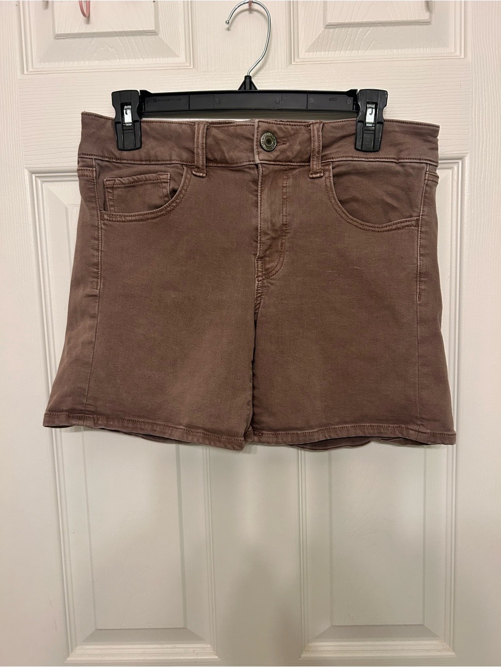 American Eagle Midi Shorts Womens Size 8 Brown Mauve Twill X Super Stretch AEO